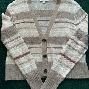 American Eagle Outfitters Beige and Brown Striped Cardigan